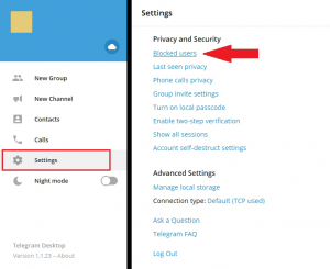 Где искать разблокированный контакт в Телеграм?