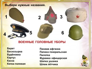 100 к 1. Назовите головные уборы военных всех времен и народов?