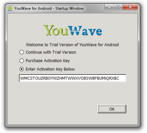 Что делать если эмулятор youwave просит ключ активации?