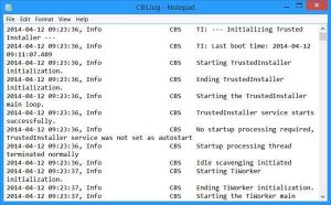 Какая служба ведет cbs.log в windows 8?