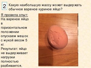 Какую внешнюю нагрузку может выдержать куриное яйцо?