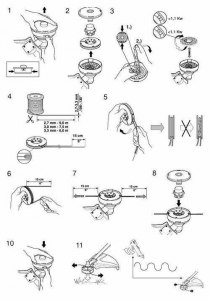 Как заправить катушку триммерную и установить на триммер см. рисунок?