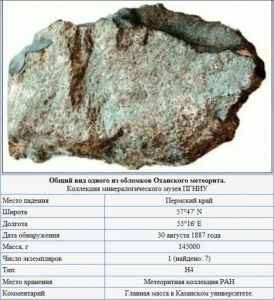 Что известно о падении оханского метеорита?