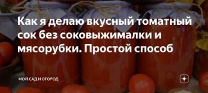 Как приготовить томатный сок на зиму в домашних условиях без соковыжималки?