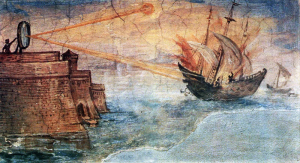Кто из этих ученых, согласно легенде, сжег корабли римлян с помощью зеркал?