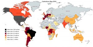 А каких странах большинство людей - католики?