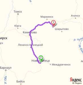 Сколько миль о Ачинска до Томска?