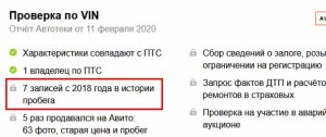 Что означает количество записей в истории пробега на авито?