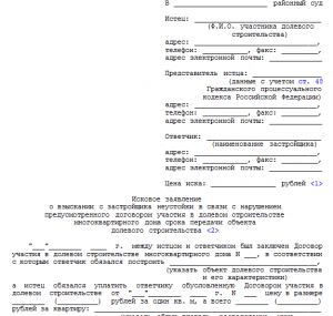 Какие надо документы для подачи в суд на застройщика за меньшую площадь/?
