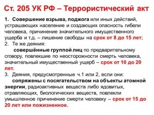 Какое наказание за подготовку теракта в РФ?