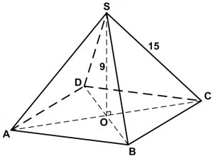 Как решить: В правильной 4-угольной пирамиде SABCD сторона основания АВ=18?