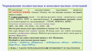 Примеры полногласных и неполногласных сочетаний какие ты знаешь?