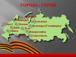 Каким городам звание города-героя было присвоено в 1985: Керчь, Смоленск?